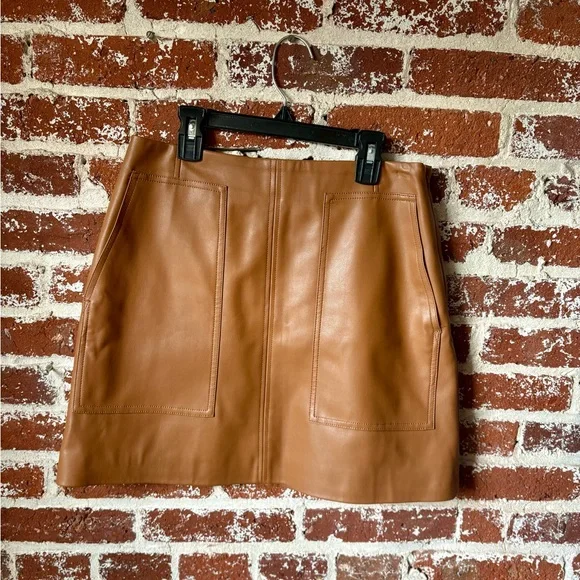 H&M brown vegan leather skirt - Picture 1 of 4